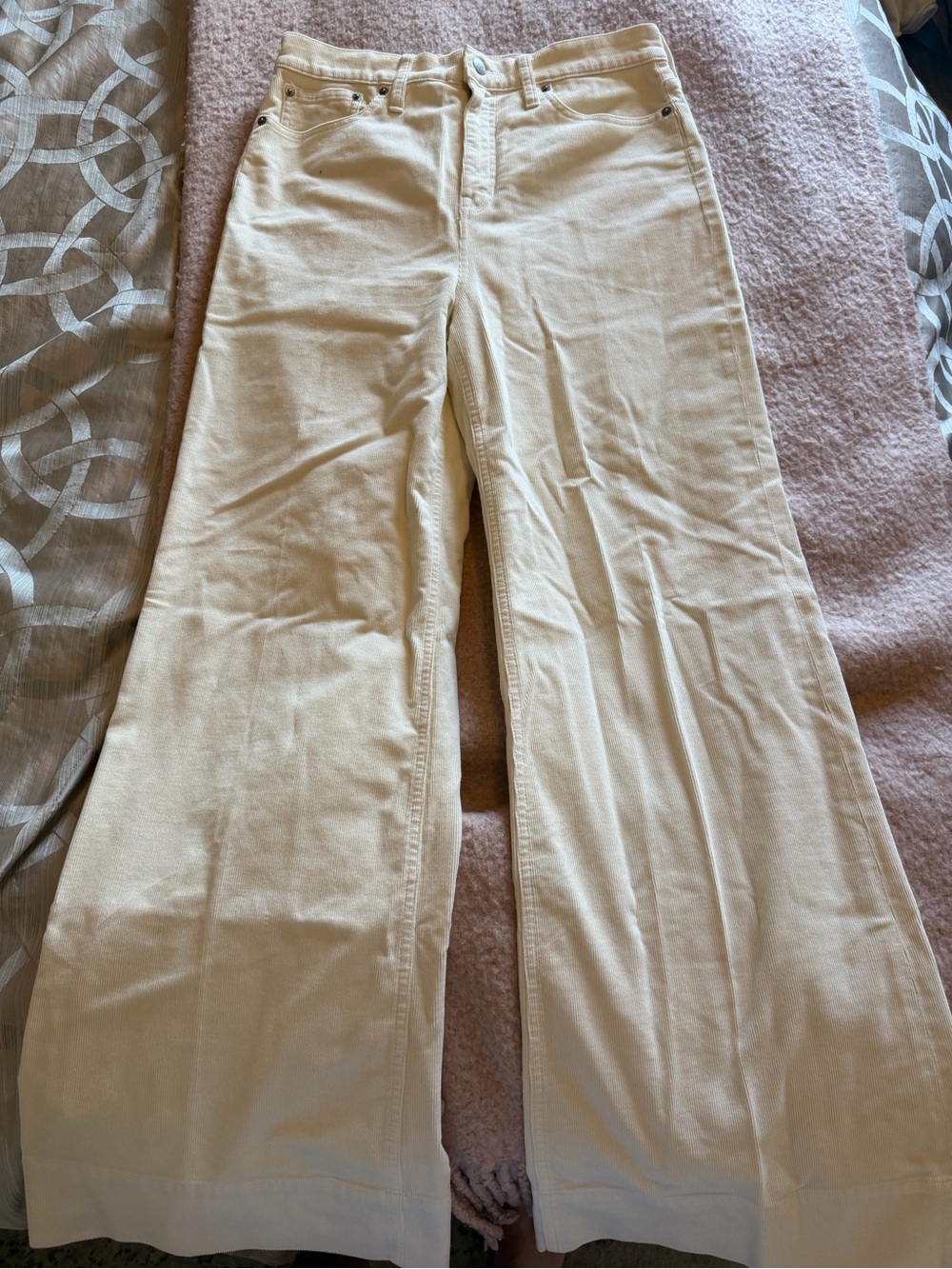J. Crew Cream Wide-Leg Corduroy Bootcut Pants